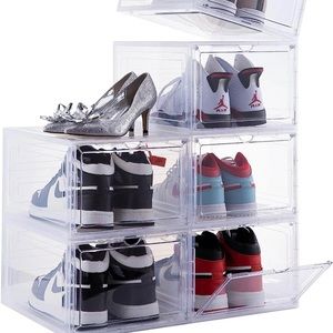 6 clear shoe storage boxes